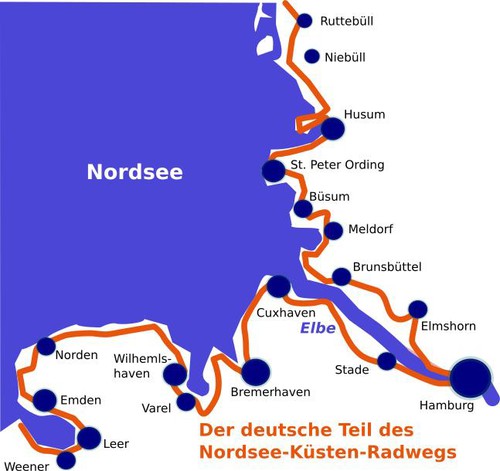 Nordseeküstenradweg Karte