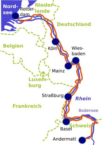 Rheinradweg Karte