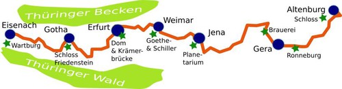 Thüringer Städtekette Karte